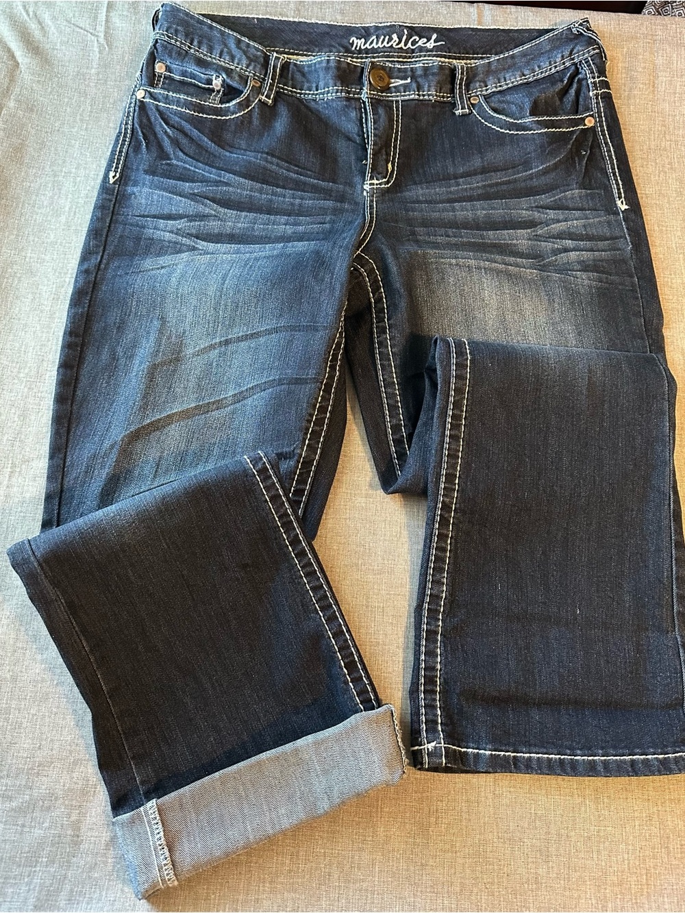 Maurices Dark Wash Bootcut Jeans with Contrast Stitching